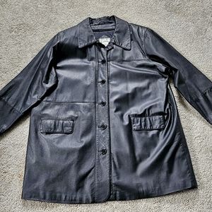 Women's plus size Vintage Venezia black leather coat size 2x